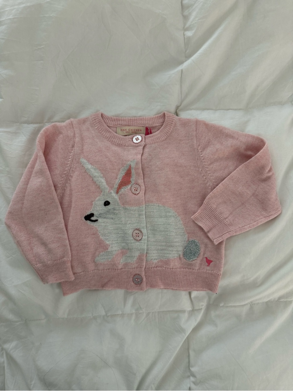 Pink Chicken Pink Bunny Intarsia Cardigan